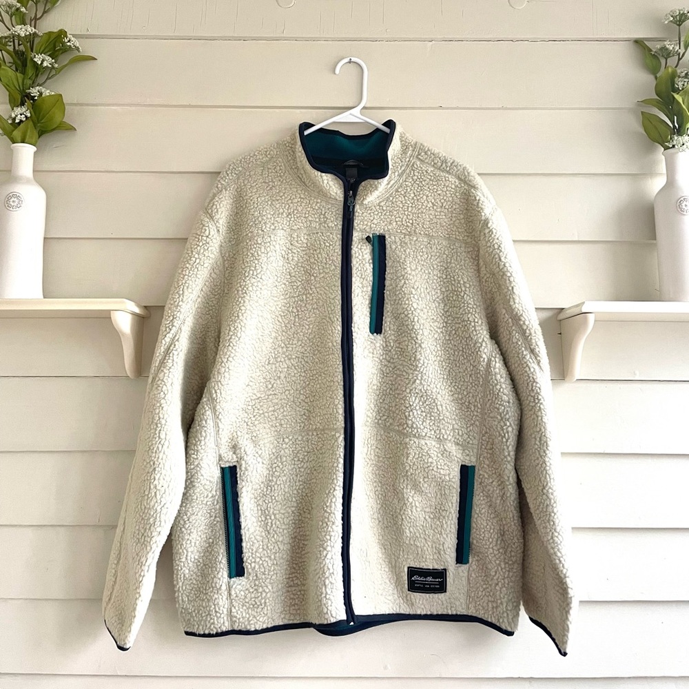 Eddie Bauer High Pile Ivory Sherpa Jacket NWT